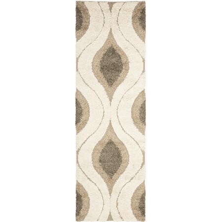 Safavieh 2 ft. 3 in. x 7 ft. Runner Cream and Smoke Florida Shag Rug SG461-1179-27